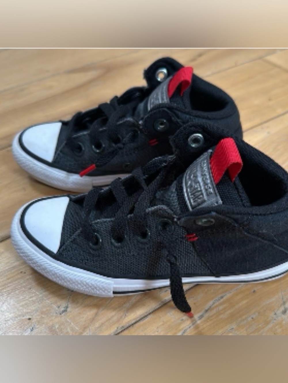 Converse Chuck Taylor All Star Axel Mid Black Gray Red Sneakers Shoes-Youth 3Y